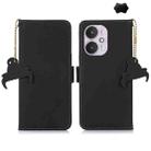 For Xiaomi Redmi 13C 4G / 13C 5G / POCO C65 Genuine Leather Magnetic RFID Leather Phone Case(Black) - 1