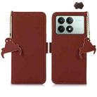 For Xiaomi Redmi K70E / Poco X6 Pro Genuine Leather Magnetic RFID Leather Phone Case(Coffee) - 1