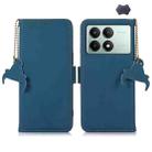 For Xiaomi Redmi K70E / Poco X6 Pro Genuine Leather Magnetic RFID Leather Phone Case(Blue) - 1