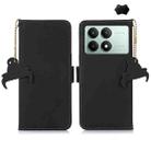 For Xiaomi Redmi K70E / Poco X6 Pro Genuine Leather Magnetic RFID Leather Phone Case(Black) - 1