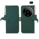 For Xiaomi 14 Ultra Genuine Leather Magnetic RFID Leather Phone Case(Green) - 1