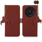 For Xiaomi Redmi A3 Genuine Leather Magnetic RFID Leather Phone Case(Coffee) - 1