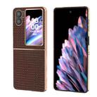 For OPPO Find N2 Flip Genuine leather luxury Nano Plating Phone Case(Coffee) - 1