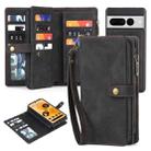 For Google Pixel 7 Pro Zipper Wallet Detachable MagSafe Leather Phone Case(Black) - 1