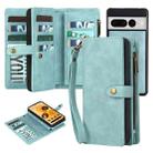 For Google Pixel 7 Pro Zipper Wallet Detachable MagSafe Leather Phone Case(Blue) - 1