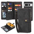 For Google Pixel 6a Zipper Wallet Detachable Magnetic Leather Phone Case(Black) - 1