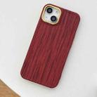 For iPhone 14 Pro Max Retro Wood Texture Shockproof Phone Case(Red) - 1