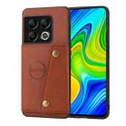 For OnePlus 10 Pro Double Buckle Magnetic PU+TPU Phone Case(Brown) - 1