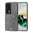 For Huawei P60 / P60 Pro Double Buckle Magnetic PU+TPU Phone Case(Grey) - 1