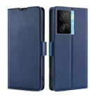 For vivo iQOO Z7x Ultra-thin Voltage Side Buckle Horizontal Flip Leather Phone Case(Blue) - 1