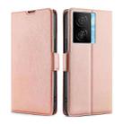 For vivo iQOO Z7x Ultra-thin Voltage Side Buckle Horizontal Flip Leather Phone Case(Rose Gold) - 1