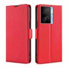 For vivo iQOO Z7x Ultra-thin Voltage Side Buckle Horizontal Flip Leather Phone Case(Red) - 1