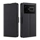 For Realme GT5 / GT5 240W Ultra-thin Voltage Side Buckle Horizontal Flip Leather Phone Case(Black) - 1