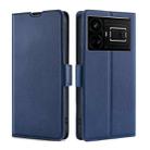 For Realme GT5 / GT5 240W Ultra-thin Voltage Side Buckle Horizontal Flip Leather Phone Case(Blue) - 1
