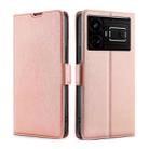 For Realme GT5 / GT5 240W Ultra-thin Voltage Side Buckle Horizontal Flip Leather Phone Case(Rose Gold) - 1