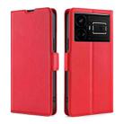 For Realme GT5 / GT5 240W Ultra-thin Voltage Side Buckle Horizontal Flip Leather Phone Case(Red) - 1