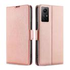 For Xiaomi Redmi Note 12S 4G Ultra-thin Voltage Side Buckle Horizontal Flip Leather Phone Case(Rose Gold) - 1