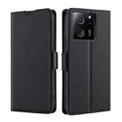 For Xiaomi Redmi K60 Ultra Ultra-thin Voltage Side Buckle Horizontal Flip Leather Phone Case(Black) - 1