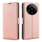 For Xiaomi 14 Ultra 5G Ultra-thin Voltage Side Buckle Horizontal Flip Leather Phone Case(Rose Gold) - 1