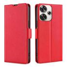 For Xiaomi Redmi Turbo 3 5G Ultra-thin Voltage Side Buckle Horizontal Flip Leather Phone Case(Red) - 1