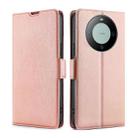 For Huawei Mate 60 Ultra-thin Voltage Side Buckle Horizontal Flip Leather Phone Case(Rose Gold) - 1