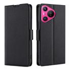 For Huawei Pura 70 Ultra-thin Voltage Side Buckle Horizontal Flip Leather Phone Case(Black) - 1