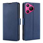 For Huawei Pura 70 Ultra-thin Voltage Side Buckle Horizontal Flip Leather Phone Case(Blue) - 1