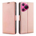 For Huawei Pura 70 Ultra-thin Voltage Side Buckle Horizontal Flip Leather Phone Case(Rose Gold) - 1