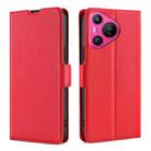 For Huawei Pura 70 Ultra-thin Voltage Side Buckle Horizontal Flip Leather Phone Case(Red) - 1