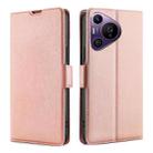 For Huawei Pura 70 Pro / Pro+ Ultra-thin Voltage Side Buckle Horizontal Flip Leather Phone Case(Rose Gold) - 1