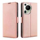 For Huawei Pura 70 Ultra Ultra-thin Voltage Side Buckle Horizontal Flip Leather Phone Case(Rose Gold) - 1