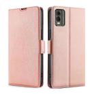 For Nokia C32 Ultra-thin Voltage Side Buckle Horizontal Flip Leather Phone Case(Rose Gold) - 1