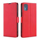 For Nokia C02 TA-1522 Ultra-thin Voltage Side Buckle Horizontal Flip Leather Phone Case(Red) - 1