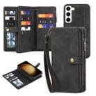 For Samsung Galaxy S23+ 5G Zipper Wallet Magnetic Detachable Leather Phone Case(Black) - 1