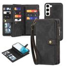 For Samsung Galaxy S22 5G Zipper Wallet Detachable MagSafe Leather Phone Case(Black) - 1