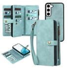 For Samsung Galaxy S22+ 5G Zipper Wallet Magnetic Detachable Leather Phone Case(Blue) - 1