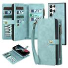 For Samsung Galaxy S22 Ultra 5G Zipper Wallet Magnetic Detachable Leather Phone Case(Blue) - 1