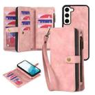 For Samsung Galaxy S21 5G Zipper Wallet Magnetic Detachable Leather Phone Case(Pink) - 1