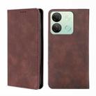 For Infinix Smart 7 HD Skin Feel Magnetic Leather Phone Case(Dark Brown) - 1
