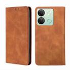 For Infinix Smart 7 HD Skin Feel Magnetic Leather Phone Case(Light Brown) - 1