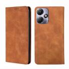 For Infinix Hot 30 Play 4G Skin Feel Magnetic Leather Phone Case(Light Brown) - 1