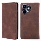 For Infinix Hot 40i Skin Feel Magnetic Leather Phone Case(Dark Brown) - 1