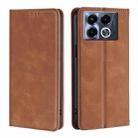 For Infinix Note 40 5G Skin Feel Magnetic Leather Phone Case(Light Brown) - 1