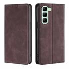 For Infinix Hot 50 5G Skin Feel Magnetic Leather Phone Case(Dark Brown) - 1