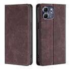 For Infinix Hot 50i 4G Skin Feel Magnetic Leather Phone Case(Dark Brown) - 1