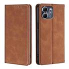 For Infinix Hot 50i 4G Skin Feel Magnetic Leather Phone Case(Light Brown) - 1