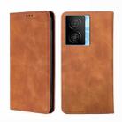 For vivo iQOO Z7x Skin Feel Magnetic Leather Phone Case(Light Brown) - 1