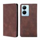 For vivo Y78 Plus 5G Skin Feel Magnetic Leather Phone Case(Dark Brown) - 1