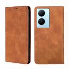 For vivo Y78 Plus 5G Skin Feel Magnetic Leather Phone Case(Light Brown) - 1