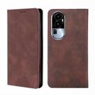 For OPPO Reno10 5G Skin Feel Magnetic Leather Phone Case(Dark Brown) - 1